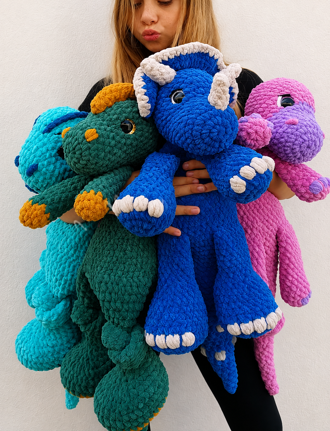Dinosaur Snuggler Crochet Patterns: Amigurumi T-Rex, Triceratops, & More