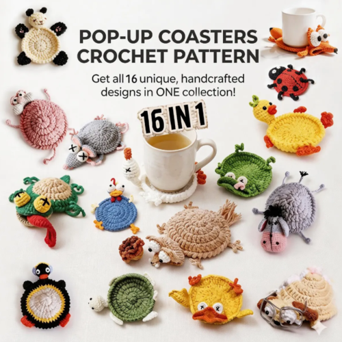 16-in-1 Animal Coaster Crochet Pattern Bundle PDF