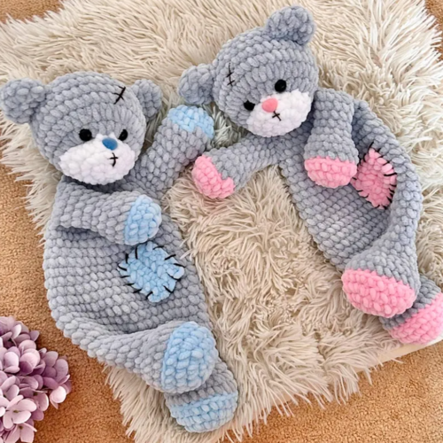 Crochet bear snuggler pattern Bear lovey pattern