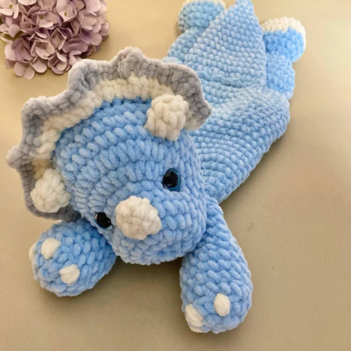 Crochet triceratops snuggler pattern Amigurumi