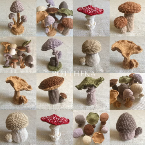 9 Crocheted mushroom collection